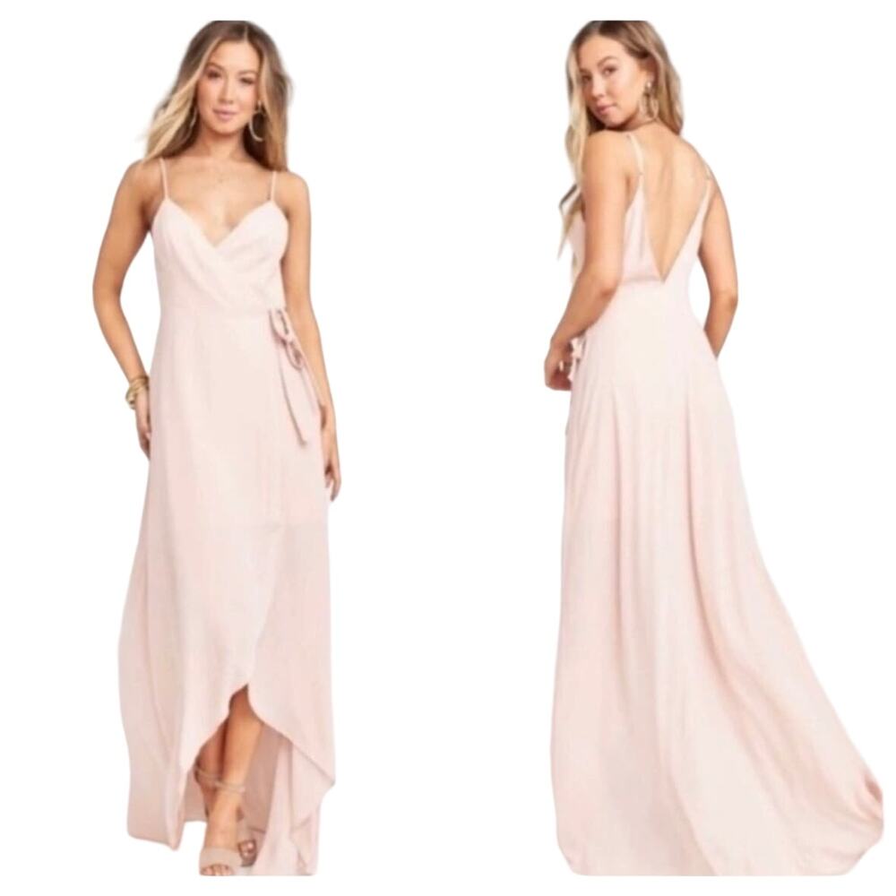 Show Me Your Mumu Sz.Large Formal Mariah Wrap Dress V Neck High Low Blush Pink